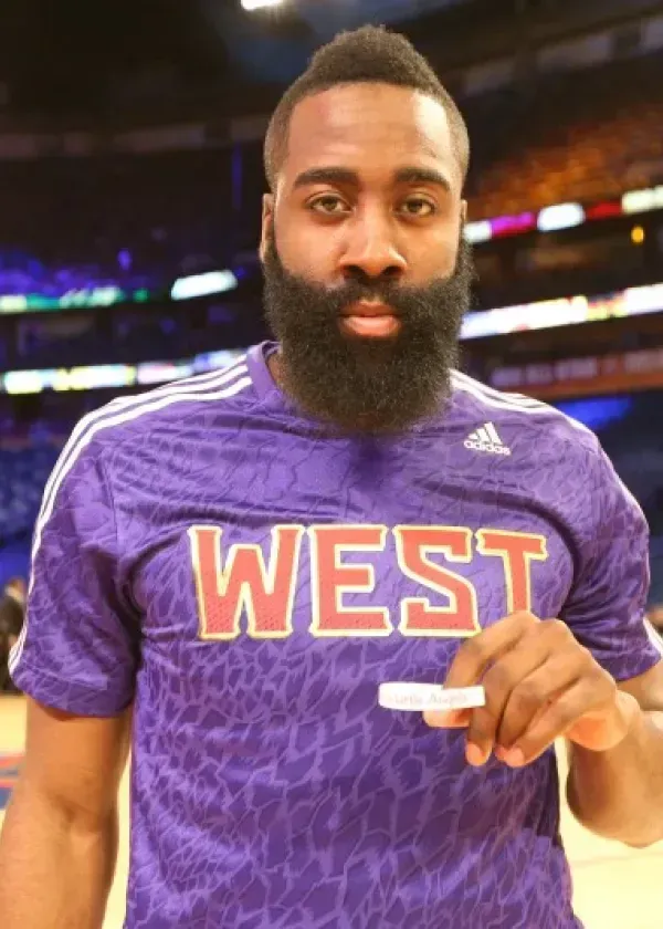 James Harden in a purple 