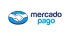 Logotipo de Mercado Pago con un icono azul de un apretón de manos y texto azul sobre fondo blanco