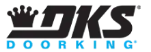 DoorKing logo with black crown and “DKS” above blue “DOORKING” text
