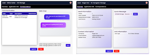 Side-by-side dark-themed app screens showing progress stats and dashboard cards with purple buttons.
