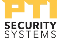 PTI Security Systems logo with yellow PTI text and black SECURITY SYSTEMS text