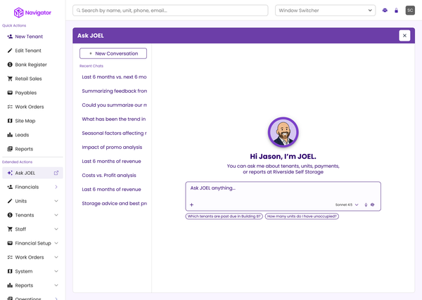 Purple-themed web dashboard showing an empty state with a centered illustration and “No data” message.