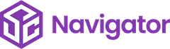Purple “Navigator” logo with a hexagonal emblem on a white background