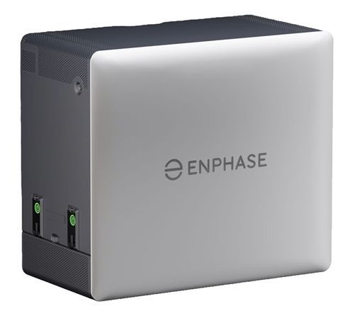 Silver and gray Enphase energy storage system.