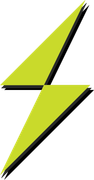 Green lightning bolt shape with black shadow.