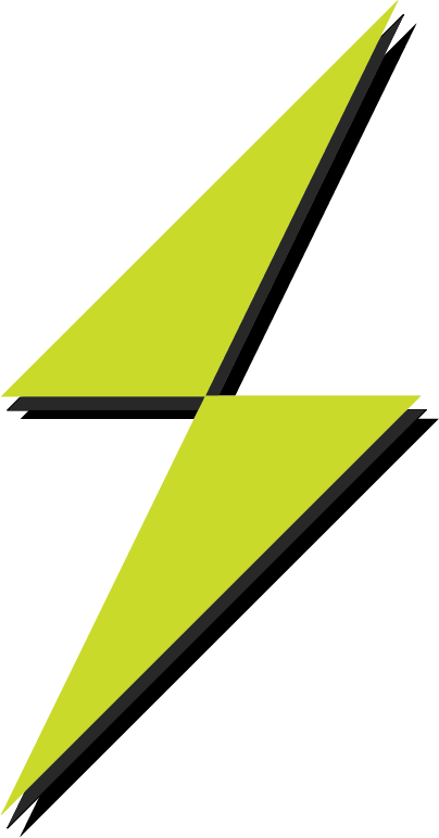Green lightning bolt shape with black shadow.