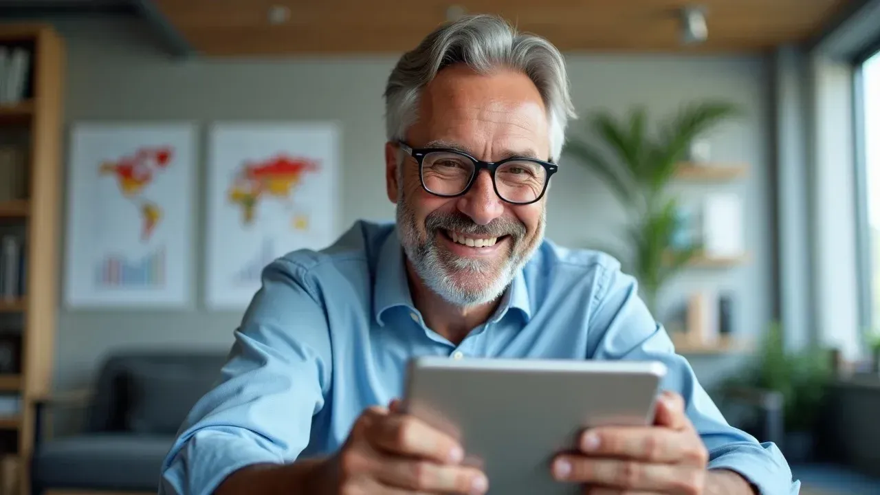 Innovative business owner updating a digital business profile on an interactive screen, focused on the google business profile roadmap and local SEO strategy