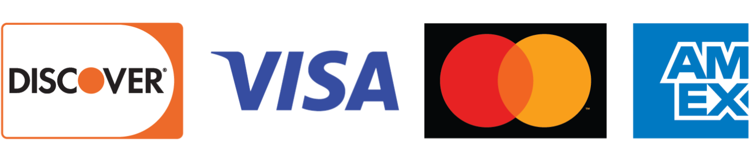 A Visa, Mastercard and Discover logo