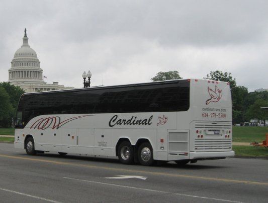 Private charter bus on the highway