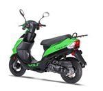 A green and black scooter on a white background.