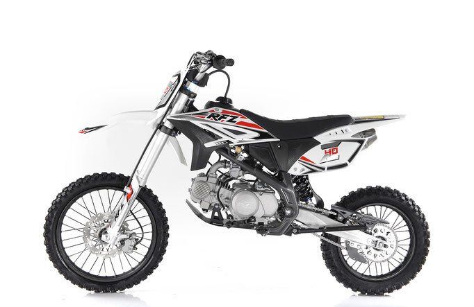 Black and white dirt bike isolated on a white background