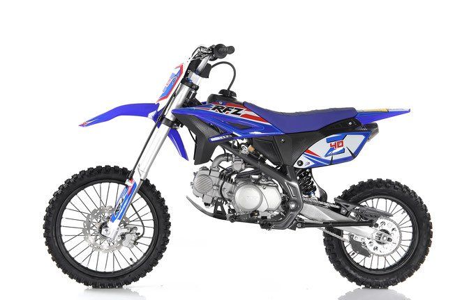 Blue dirt bike on a white background