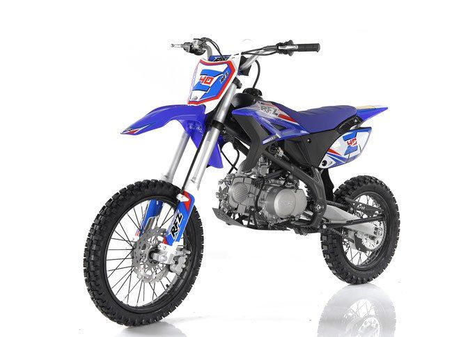 Blue off-road dirt bike on a white background