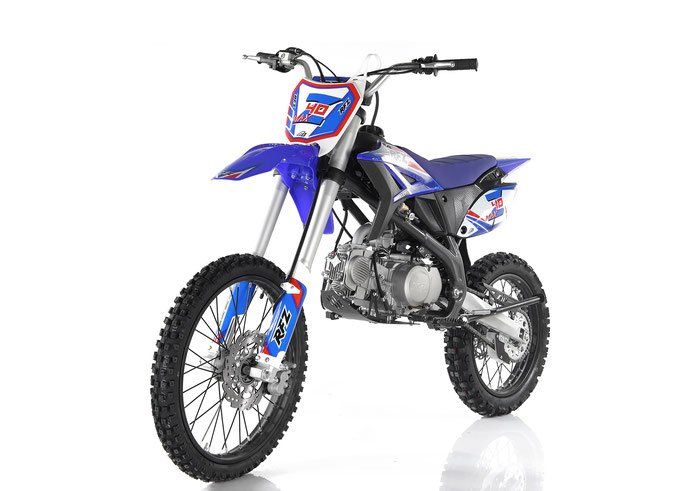 Blue off-road dirt bike on a white background
