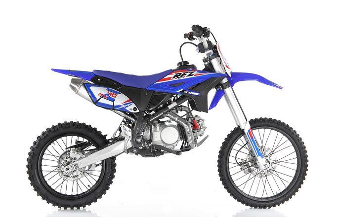 Blue off-road dirt bike on a white background