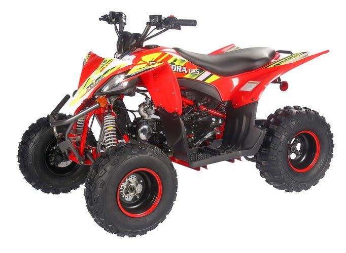 A red atv is on a white background.