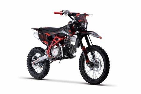 Black and red off-road motorcycle on a white background