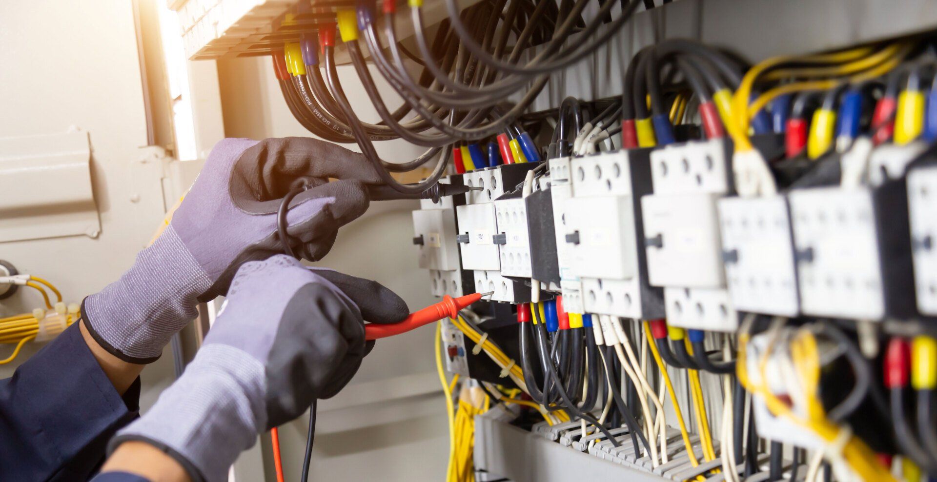 Worker checking voltages