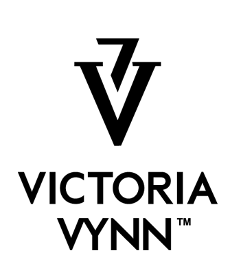 Het Victoria Vynn-logo met een gestileerd zwart 