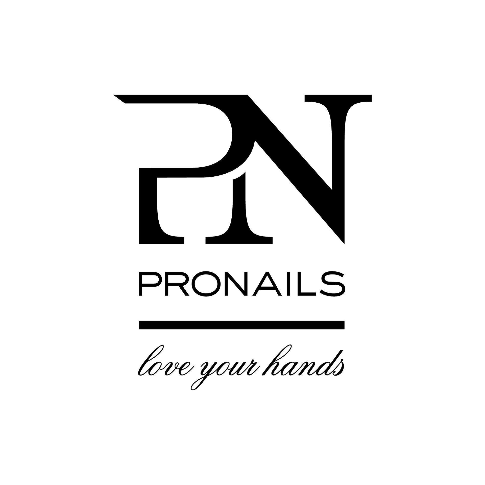 PRONAILS-logo met gestileerd PN-monogram en slogan 