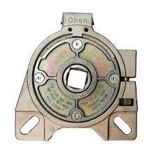 A close up of a metal object on a white background.