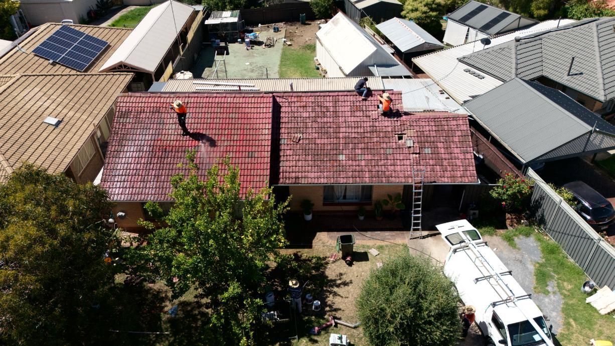 A roof with leaks being repaired in Adelaide