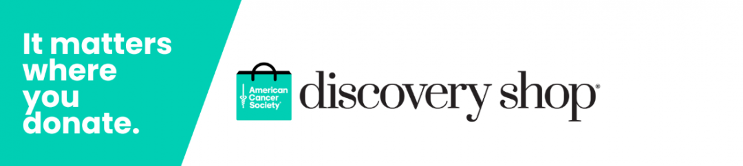 Teal banner with text “It matters where you donate” and the British Heart Foundation Discovery Shop logo.