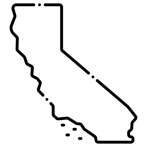 Outline map of California in black on a white background.