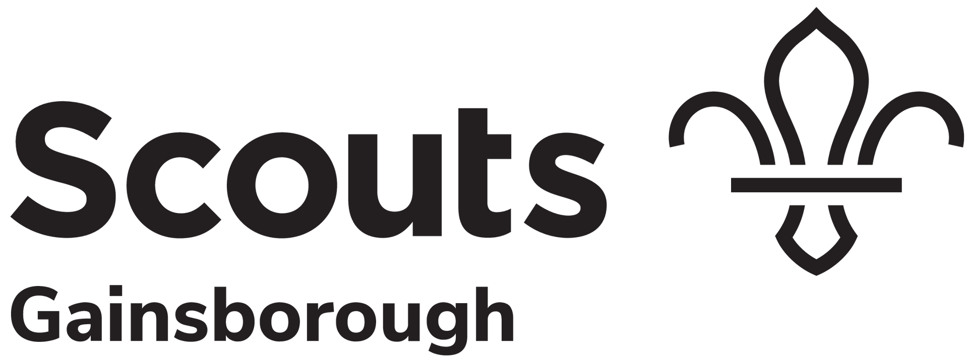 A black and white logo for scouts gainsborough