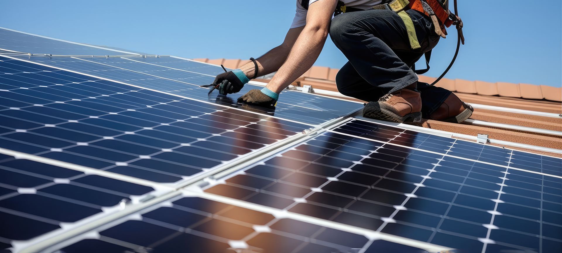 A solar panel installation on a rooftop, generating electricity from the sun's energy