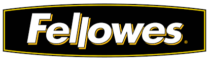 A black and gold fellowes logo on a white background