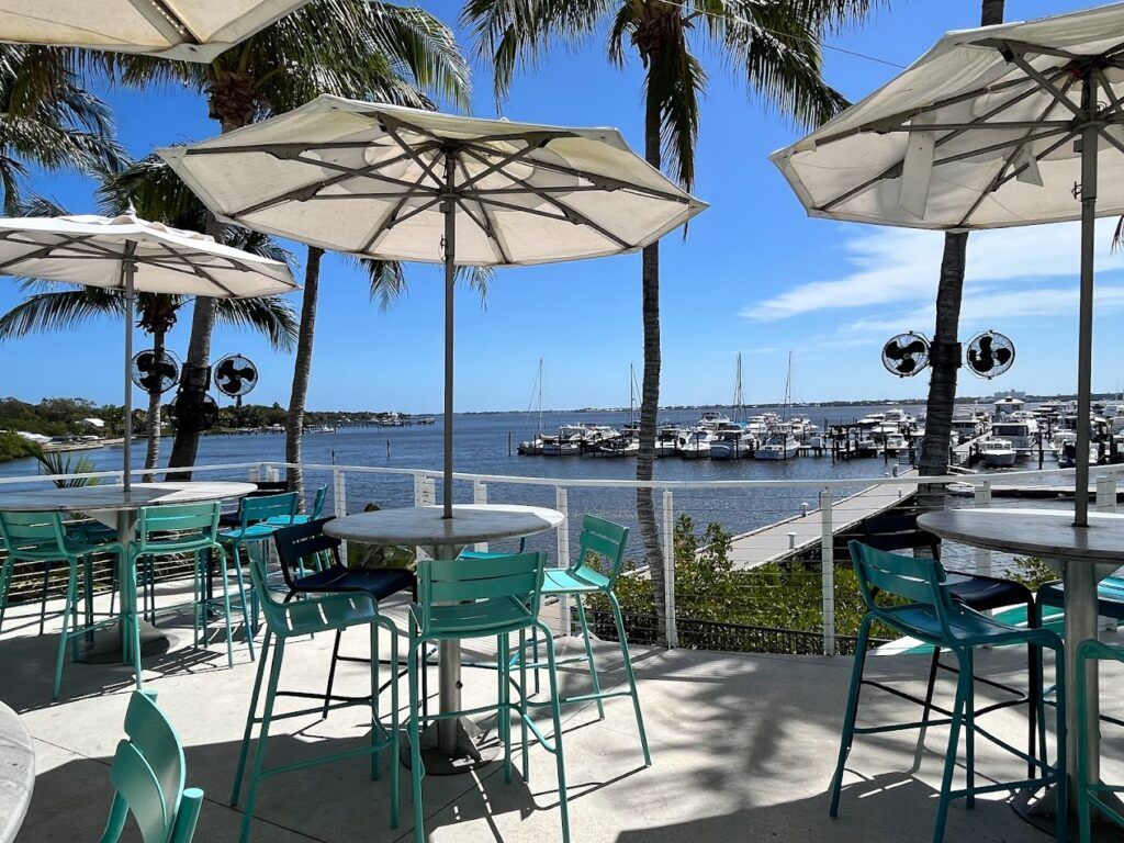 Waterfront outdoor dining overlooking the water in Stuart, Florida