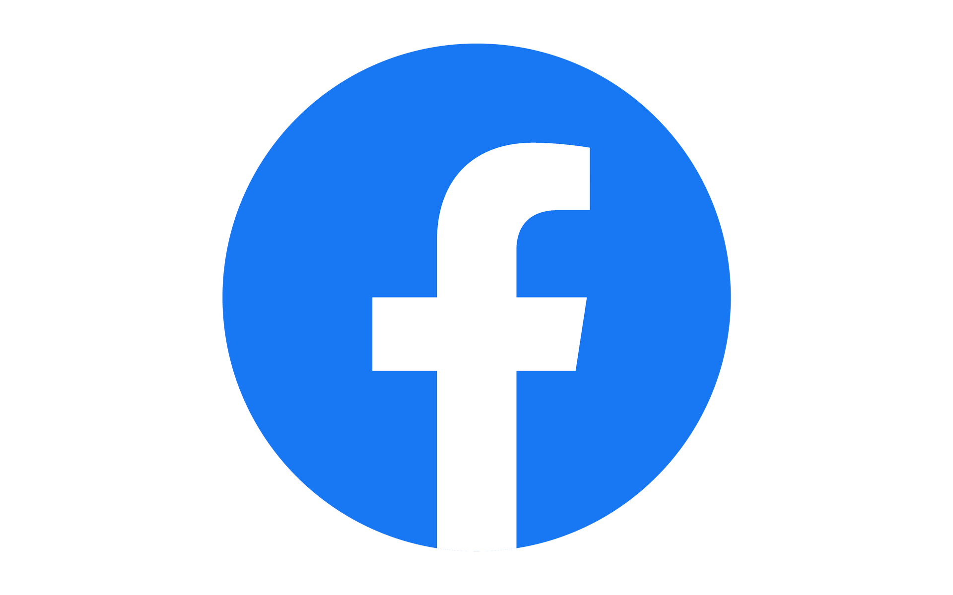 The facebook logo is in a blue circle on a white background.