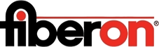 Fiberon logo with black and red text. The 