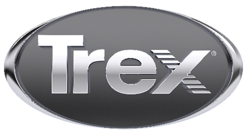 Trex logo inside an oval, silver lettering, grey background, with a silver outer border.