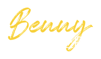 The word benny is written in yellow on a white background.