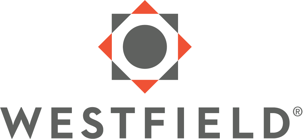 Westfield logo with gray circle and orange diamond above the word WESTFIELD