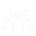 Two stylized figures high-fiving, with a burst of light above them.