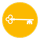 White key icon on a gold circle.