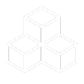 Three connected white cubes, top cube slightly offset.