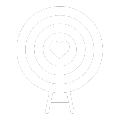 White concentric circles around a heart, on a stand.