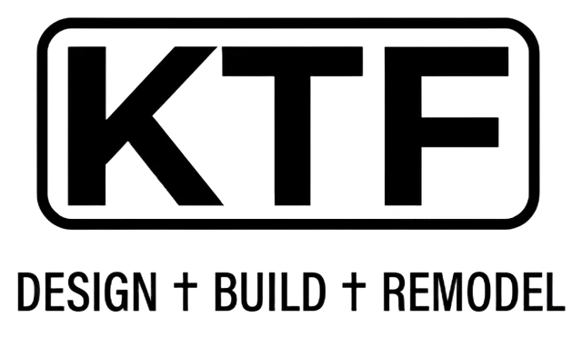 KTF logo in black and white with the words “DESIGN + BUILD + REMODEL” underneath