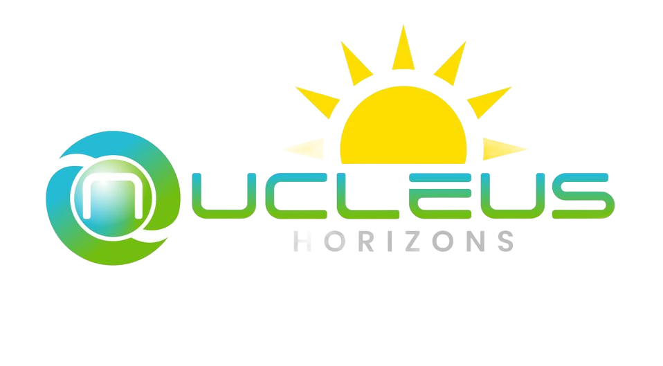Nucleus Horizons family assessment centre logo with green blue circle and yellow sun icon