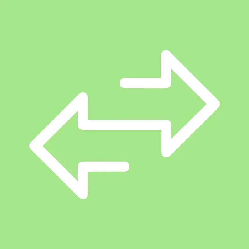 White two-headed arrow on a light green background showing residential assessment at a family assessment centre