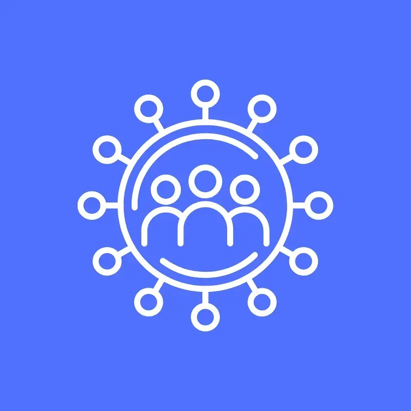 Family assessment centre community assessment icon with three people in a circle