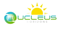 Nucleus Horizons family assessment centre logo with blue green sphere and yellow sun