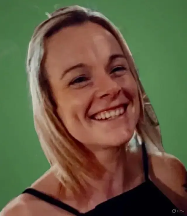 Smiling blonde family assessment centre team member in a black top
