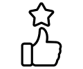 Thumbs up icon with a star above it for family assessment centre positive rating