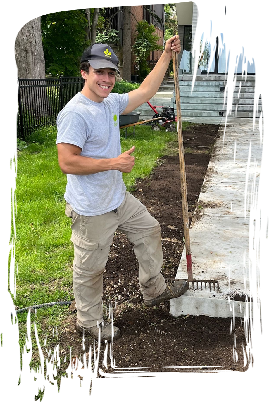 Concrete patio being worked on.