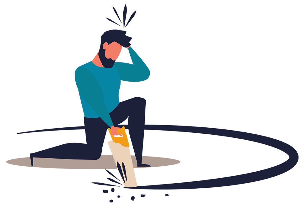 A man is kneeling down and cutting a hole in the ground with a saw A man is kneeling down and cutting a hole in the ground with a saw